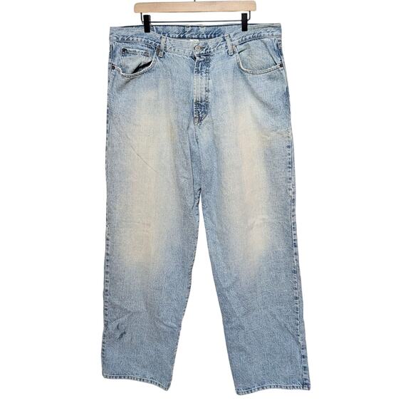 Vtg Lucky Brand Dungarees Jeans Mens 40 Blue Wide Leg 90s Lowrise Fatboy Denim